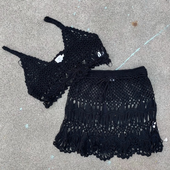 Crochet Tank & Skirt Swim coverup M/L beachy boho coastal preloved new condition - Picture 4 of 6